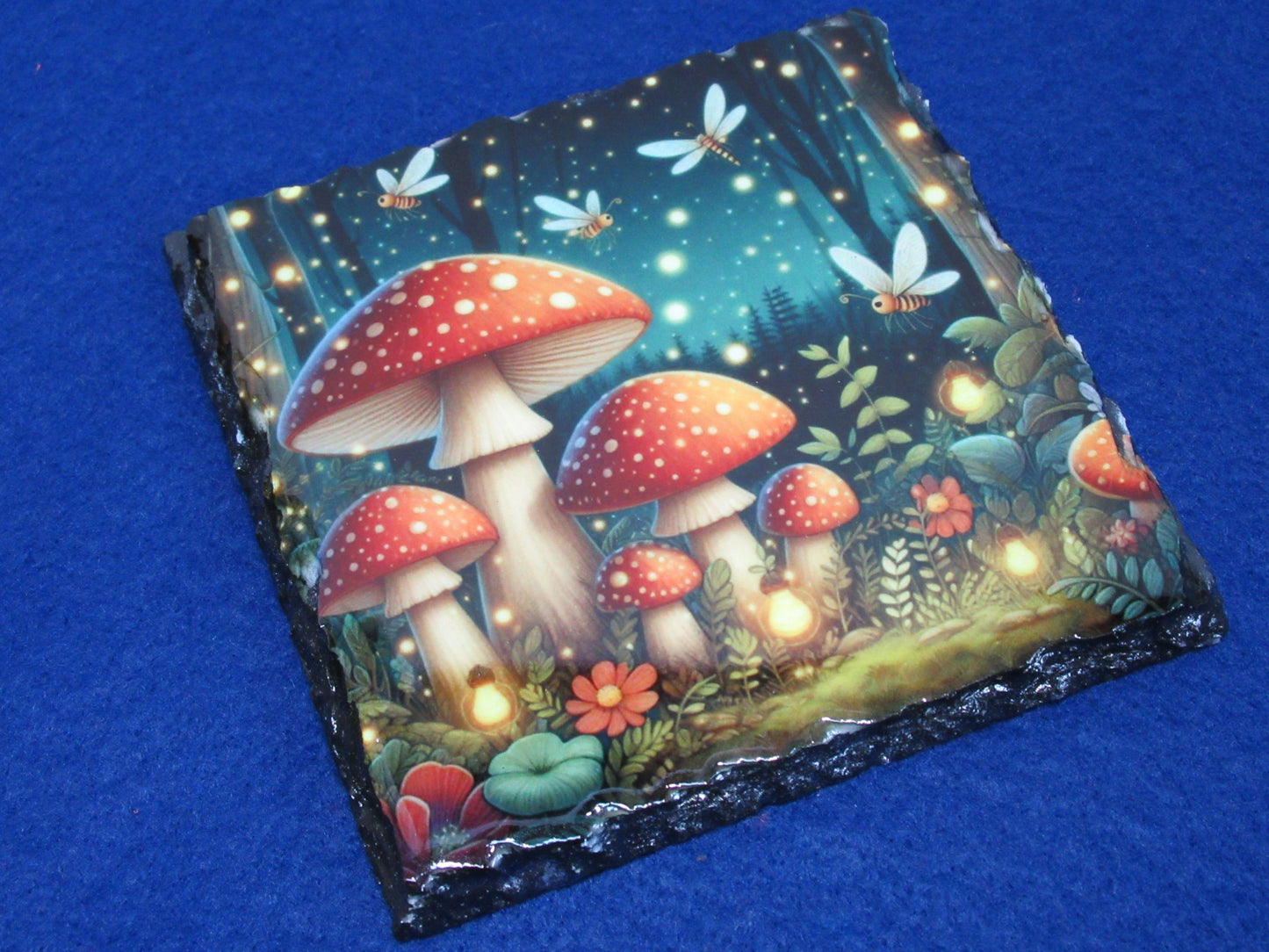 Enchanted Forest Slate Coaster – Natural Slate Drink Coaster with Mystical Forest Art