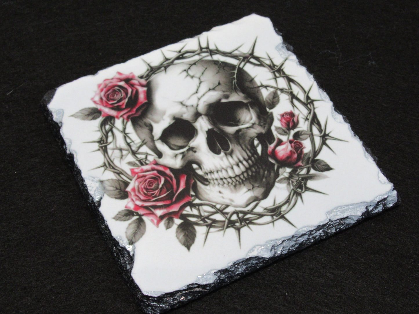 Skull Slate Coaster | Gothic Coaster | Skull Home Décor | Alternative Gift | Natural Slate