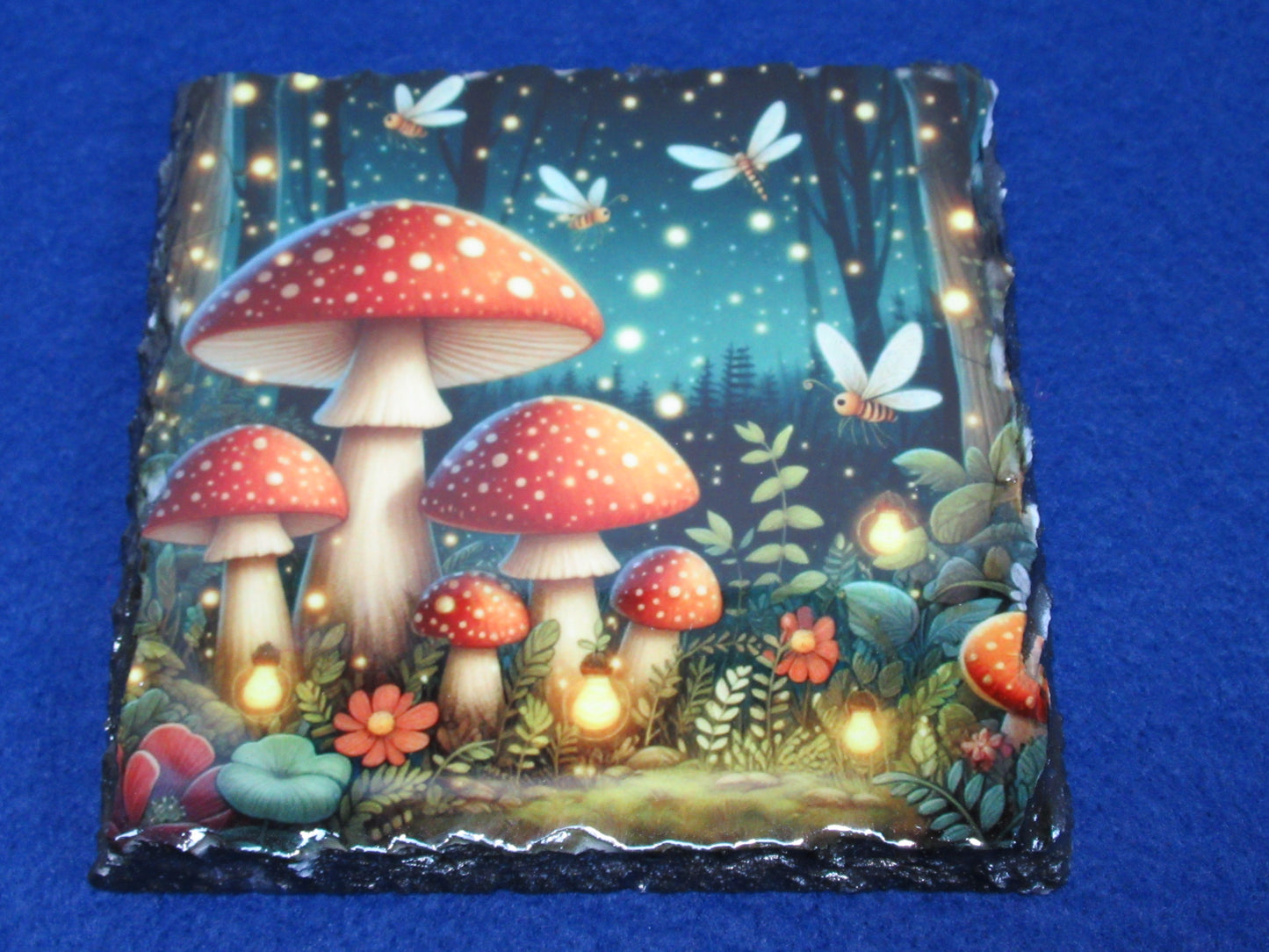Enchanted Forest Slate Coaster – Natural Slate Drink Coaster with Mystical Forest Art