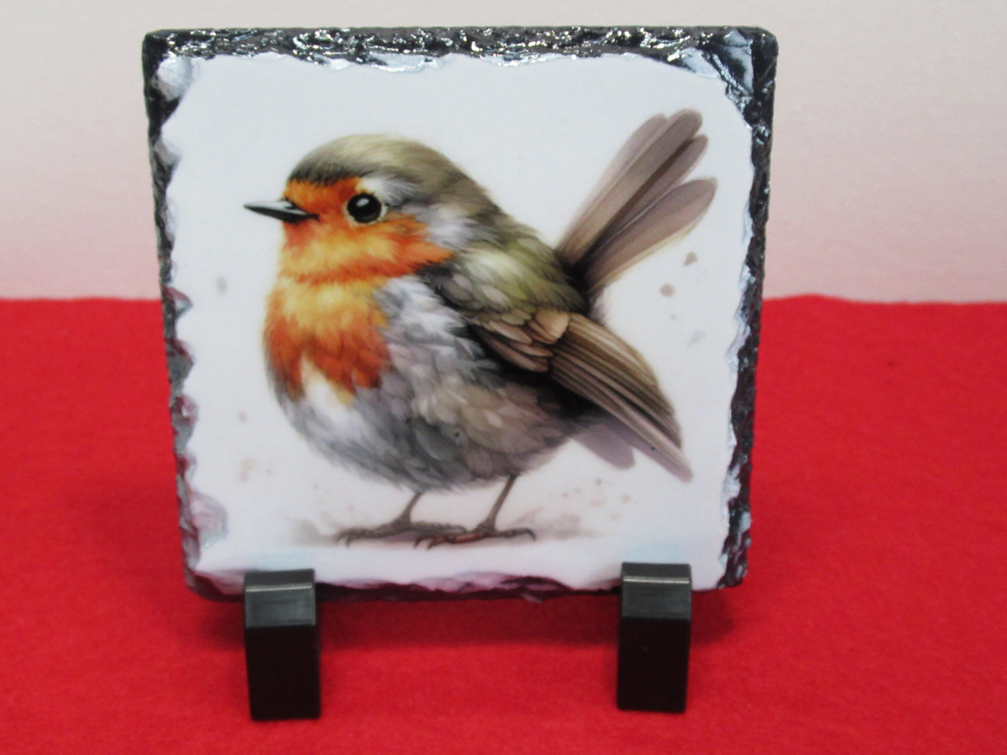 Robin Slate Coaster – Natural Slate Drink Coaster with Robin Artwork