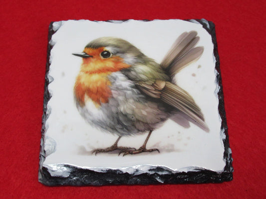 Robin Slate Coaster – Natural Slate Drink Coaster with Robin Artwork
