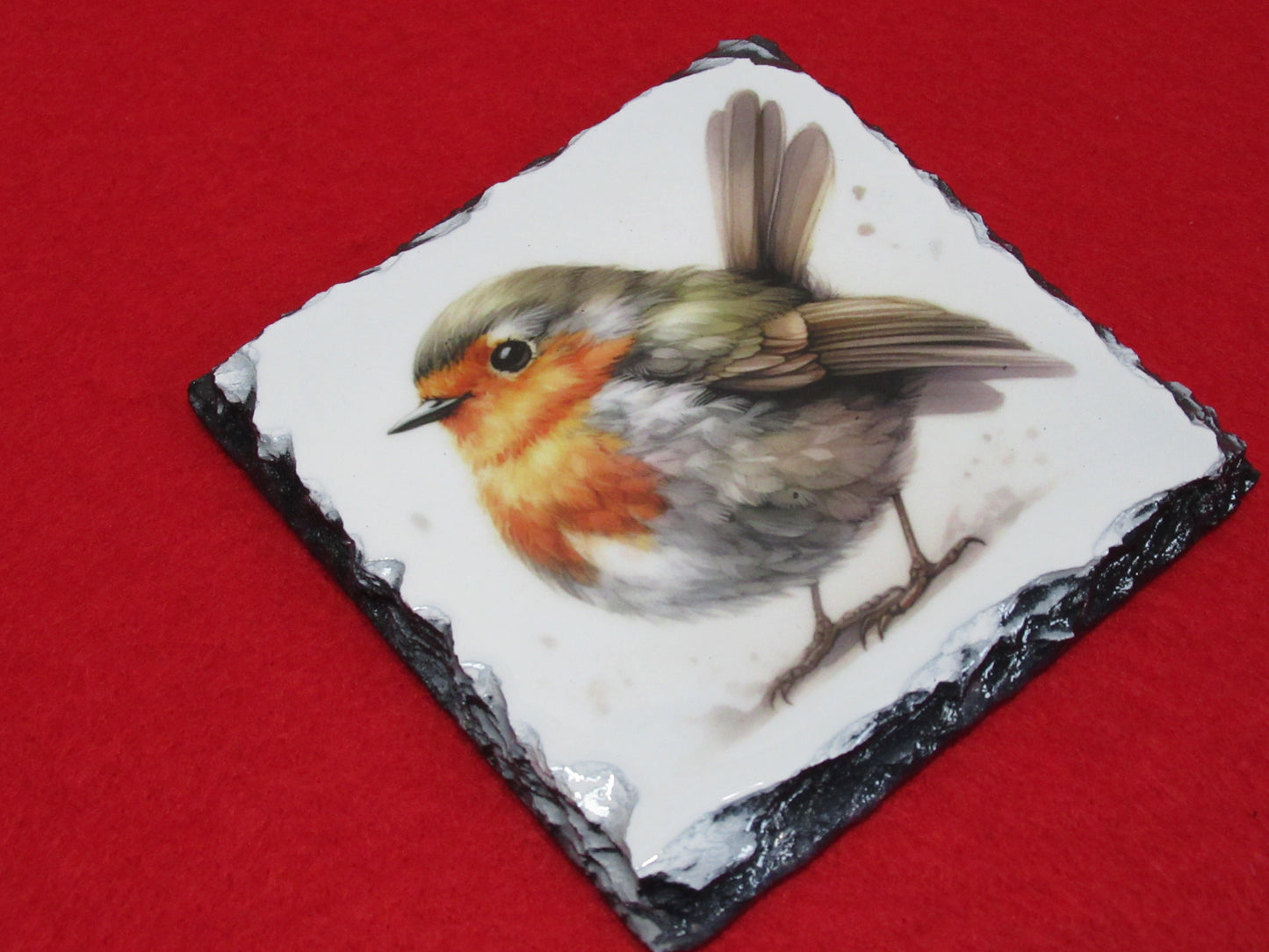 Robin Slate Coaster – Natural Slate Drink Coaster with Robin Artwork