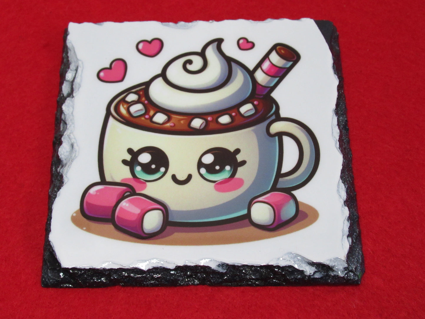 Hot Chocolate Slate Coaster | Cosy Winter Coaster | Hot Cocoa Gift | Natural Slate