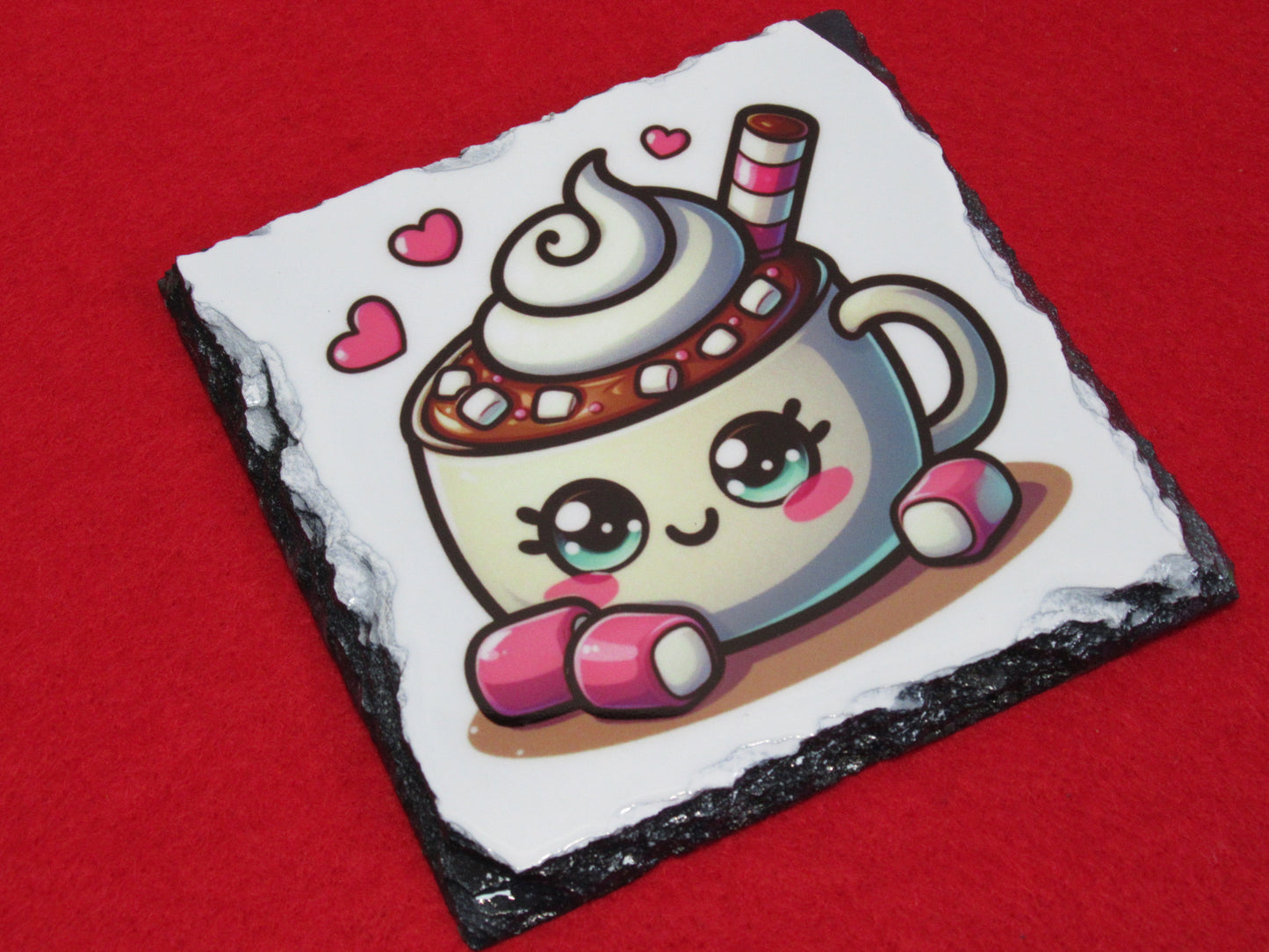 Hot Chocolate Slate Coaster | Cosy Winter Coaster | Hot Cocoa Gift | Natural Slate