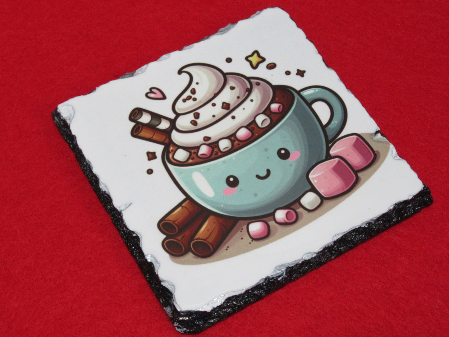 Hot Chocolate Slate Coaster | Cosy Winter Coaster | Hot Cocoa Gift | Natural Slate
