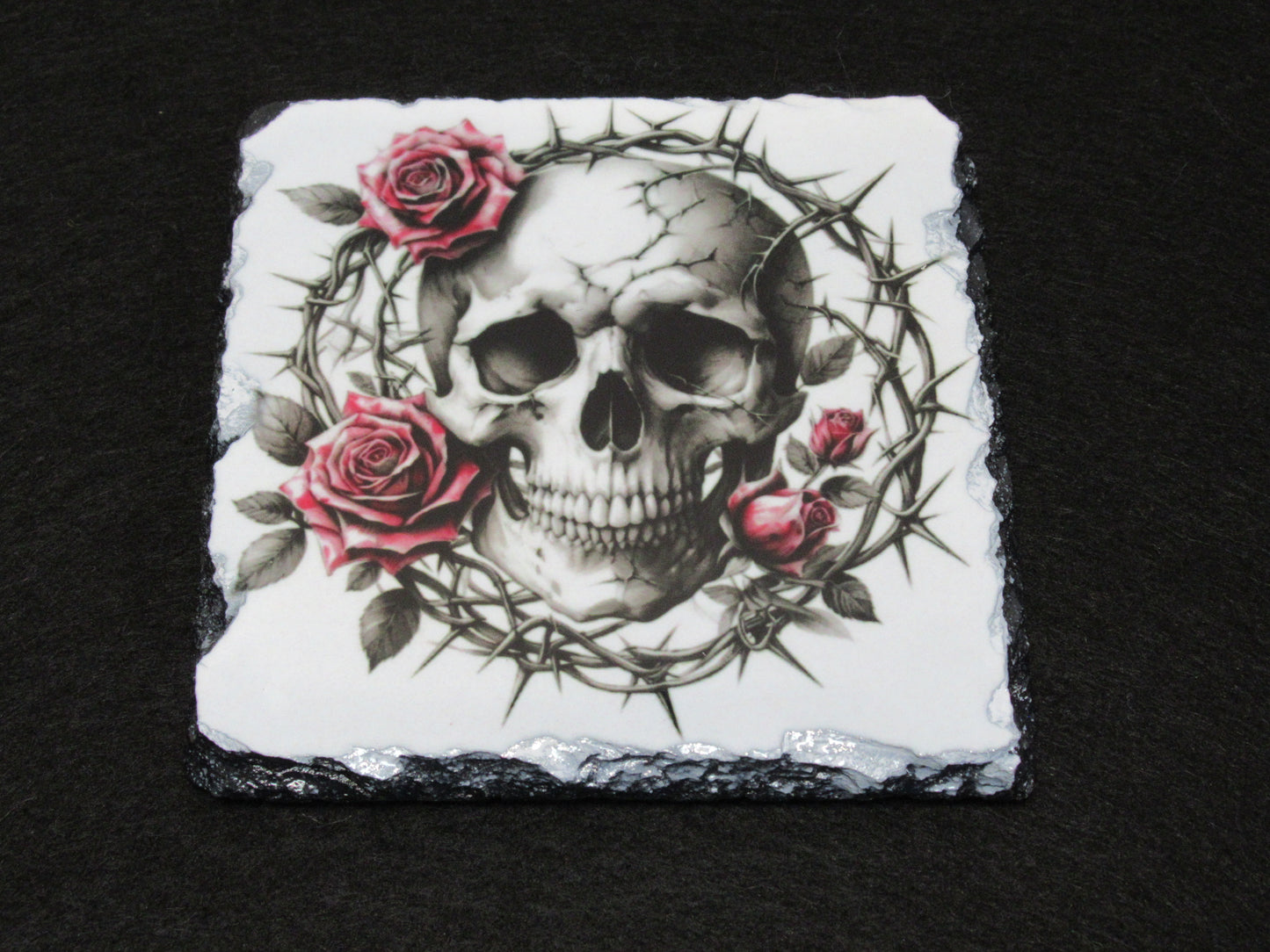 Skull Slate Coaster | Gothic Coaster | Skull Home Décor | Alternative Gift | Natural Slate