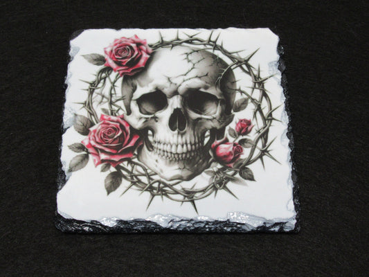 Skull Slate Coaster | Gothic Coaster | Skull Home Décor | Alternative Gift | Natural Slate
